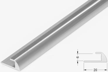 Edge trim 6mm, alu silver glossy, 270cm