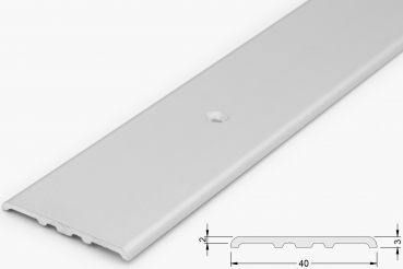 Threshold profile 40x3mm, aluminum silver matt drilled, 300cm
