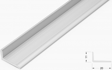 Wall junction profile 20x10mm, aluminum silver matt self-adhesive, 270cm