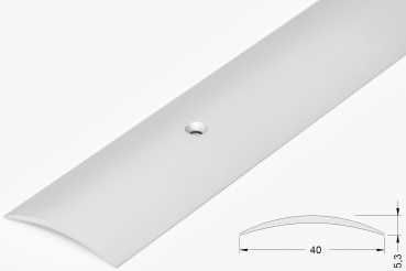 Transition profile 40x2,00mm, alu silver matt drilled, 270cm