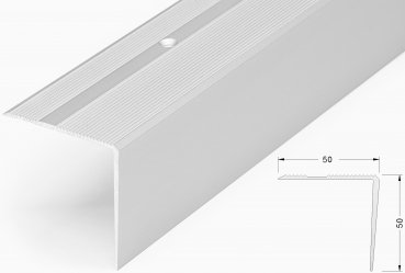 Angle profile 50x50mm, alu silver matt drilled, 300cm