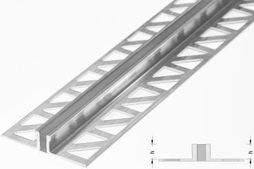 Dehnfugenprofil Alu natur 2,5mm, 270cm, mit grauer Dehnungsfuge