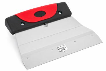 Professioneller Mutterspachtel 180 mm mit 2K-Kunststoffgriff zur Aufnahme von Einsätzen (Zahnleisten) für den Auftrag von Bodenbelagsklebstoffen.