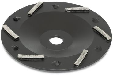 PKD-Frässcheibe für die Handschleifmaschine RO-180 mit 6 Trapezförmigen PKD-Segmenten und 6 Stützsegmenten zur Entfernung von Bodenbeschichtungen, Anstrichen, allen Arten von Klebstoffen und Versiegelungen (wie z.B. Epoxidharz, Polyurethan und Acryl), sow