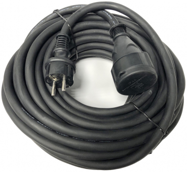 Industrial extension cable 10m black 3x2,5mm² incl. Schuko plug and coupling.