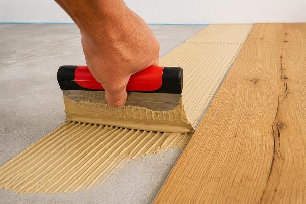 Professioneller Mutterspachtel 210 mm mit 2K-Kunststoffgriff zur Aufnahme von Einsätzen (Zahnleisten) für den Auftrag von Bodenbelagsklebstoffen.