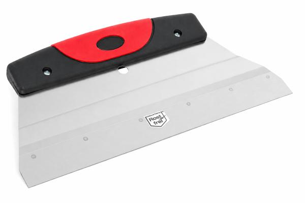 Professioneller Mutterspachtel 280 mm mit 2K-Kunststoffgriff zur Aufnahme von Einsätzen (Zahnleisten) für den Auftrag von Bodenbelagsklebstoffen.